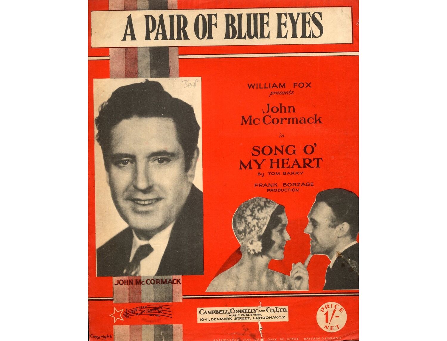 A Pair Of Blue Eyes From Song O My Heart John Mccormack Only 8 00