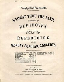 Know'st Thou The Land - No. 3 of the Repertoire of the most popular concerts serie - As sung by Made. Enderssohn
