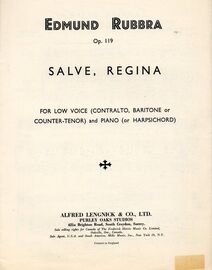 Salve, Regina - For Low Voice (Contralto, Baritone or Counter-Tenor) and Piano (or Harpsichord)