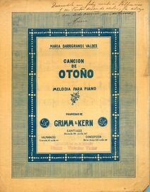 Cancion de Otono - Melodia for Piano Solo - Op. 2