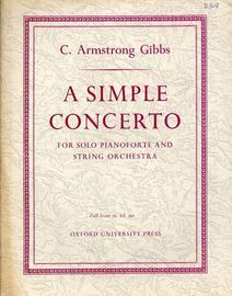 A Simple Concerto - For Solo Pianoforte and String Orchestra In Three Movements
