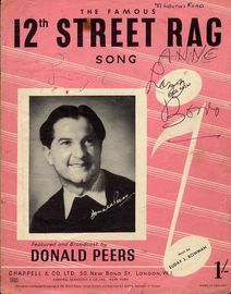 12th Street Rag - Song - Featured and Broadcast by Donald Peers - For Piano and Voice with Guitar chord symbols