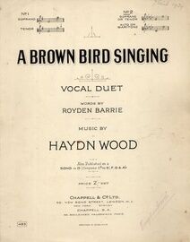 A Brown Bird Singing - Vocal Duet in the Key of A flat Major - For Soprano / Tenor and Alto / Baritone