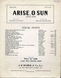 Arise O Sun - Song arranged as a vocal duet in the key of D flat major