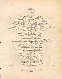 Night at Sea - Sung by Madame Malibran and Miss M. Cooper - From a Set of Six Songs and Two Duets