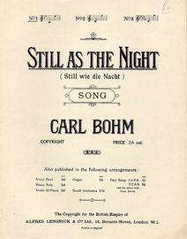 Still As The Night (Still wie die Nacht) - Song - In the key of B flat major for low voice