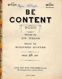 Be Content - Song - in the key of F major for Higher Voice