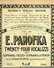 Panofka - Twenty-four Vozalizzi Vol. 29 - Soprano, Mezzo-soprano or Tenor with pianoforte accompaniment - Vocal Tutor