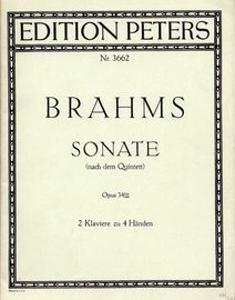 Brahms Sonate (nach dem Quintett) - Op. 34 - 2 Klaviere zu 4 Handen - Edition Peters No. 3662