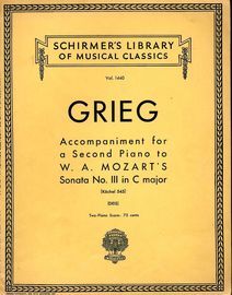 Accompaniment for a Second Piano to W. A. Mozart's Sonata No. III in C Major - K. 545 - Schirmers libary of Musical Classics Vol. 1440