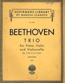 Beethoven - Trio in C Minor - For Piano, Violin and Cello - Op. 1, No. 3 - Schirmer's Library of Musical Classics Vol. 1423