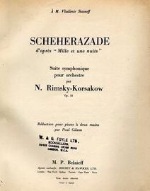 Nikolay Rimsky Korsakov - Scheherazade d'apres "Mille et une nuits"  (Suite Symphonique) - Op. 35 - Reduction for Piano Solo