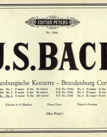 Brandenburgische Konzerte - Brandenburg Concertos - No. 3 - G major - Edition Peters No. 3108c - Klavier zu 4 Handen - Piano Duet
