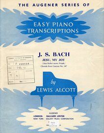J. S. Bach - Jesu My Joy - The Augener Series of Easy Piano Transcriptions