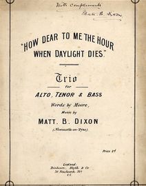 How Dear to me the hour when Daylight Dies - Trio for Alto, Tenor and Bass