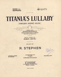 Titanias Lullaby (Hwian Heni Hun) - Song for Soprano with Piano or String Accompnaiment