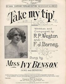 Take my Tip! - As sung by Miss Ivy Benson (King and Benson) - Francis, Day and Hunter Sixpenny Popular Edition No. 1281