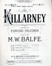 Killarney - Song - In the key of E flat major for lower voice