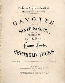 Gavotte from the Sixth Sonata for the Violin - Performed by Herr Joachim at the Monday Popular Concerts