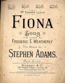 Fiona - Song in the Key of C Major - For low voice - Sung originally by Mr. Edward Lloyd