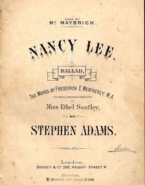 Nancy Lee - Ballad - In the key of E flat major for high voice - Sung by Mr. Maybrick