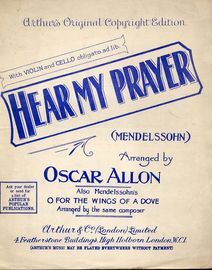 Hear My Prayer -  Piano solo and song - With Violin & Cello obligato ad Lib