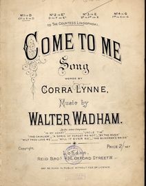Come to Me - Song - In the key of D major for lower voice