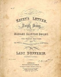 Katey's letter - Irish Song - Key of E flat - As sung by and signed by Madame Sainton Dolby