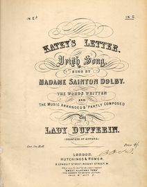 Katey's letter - Irish Song - Key of G Major  - As sung by and signed by Madame Sainton Dolby