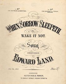 When Sorrow Sleepeth, Wake it Not (Wenn die Sorge schlaeft, wecke sie nicht)- Song - In the key of D flat major for Soprano or Tenor