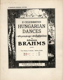 Brahms - Hungarian Dance No. 5 - For 2 Pianos - N. Simrock's Original Edition