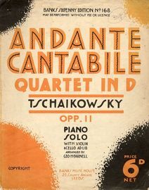 Quartet in D - Op. 11 - Piano Solo with Violin & Cello ad Lib - Banks Sixpenny edition No. 168
