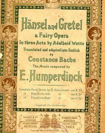 Hansel and Gretel - A Fairy Opera in Three acts - Piano Solo Edition