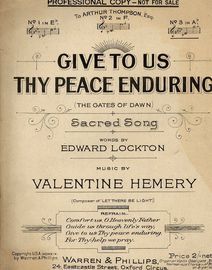 Give To Us Thy Peace Enduring (The Gates of Dawn) - Song in the key of A flat major for High Voice