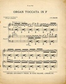 Bach - Organ Toccata in F Major - Arranged for Two Pianos