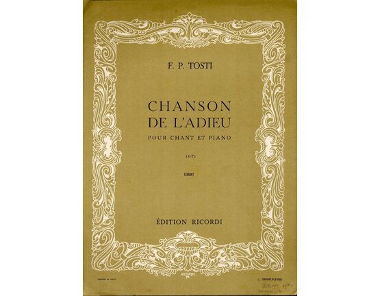 10036 | Chanson De Ladieu - Song - for Piano and Voice - Ricordi No.102287
