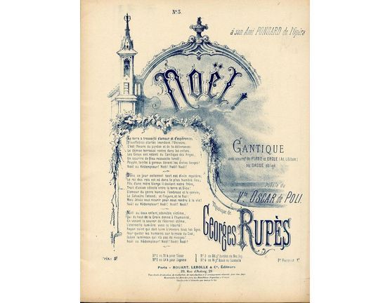 10177 | Noel! - Cantique avec accompt. de Piano et Orgue (Ad. Lib.) ou Orgue oblige - French Edition