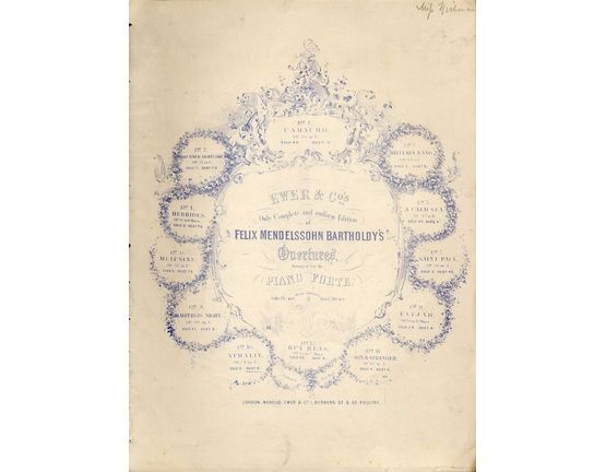 10293 | Athalie - Op. 74 - For Piano Duet - Ewer & Co.'s complete and uniform edition of Felix Mendelssohn Bartholdy's Overtures arranged for the Pianoforte s