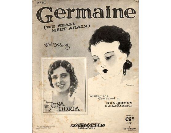 10355 | Germaine (we shall meet again) - Waltz song - Featured by Nina Doria - For Piano and Voice with Ukulele chord symbols - Montgomeroy and Co. edition No