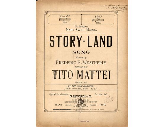 10720 | Story Land - Song in the key of F major - Dedicated to Mary Swift Marra - Signed by Tito Mattei