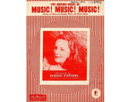 109 | Music! Music! Music!  (put another nickel in) - As featured and broadcast byDoreen Stephens in the Billy Cotton Band Show