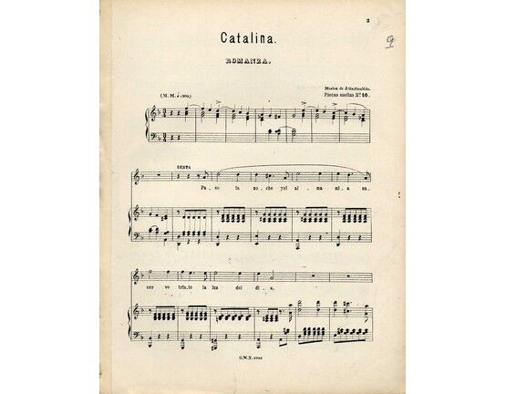 11306 | Catalina - Romanza - For Voice and Piano - No. 16 from 'Piezas Sueltas de la Zarzuelas Favoritas'
