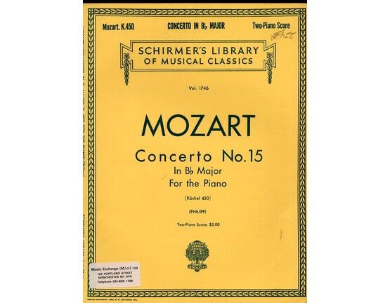 11346 | Concerto No. 15 in B flat Major - For Two Pianos - K.450 - Schirmer's Library of Musical Classics Vol. 1746
