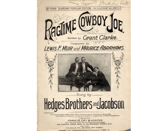 11496 | Ragtime Cowboy Joe - Song - Featuring The Hedges Brothers and Jacobson