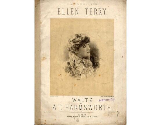 11507 | Ellen Terry - Waltz by A. C. Harmsworth for Piano - Dedicated to Miss Ellen Terry
