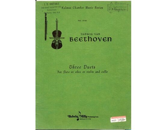 11658 | Beethoven - Three Duets - For Flute or Oboe or Violin and Cello