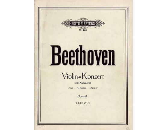11685 | Beethoven - Violin Konzert (Mit Kadenzen) - D Major - Op.61 - Edition Peters No. 189