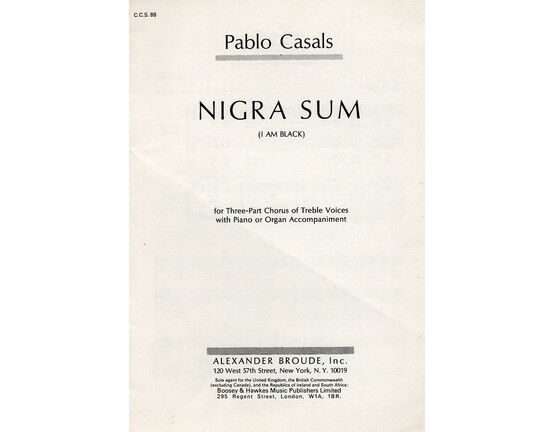 12061 | Nigra Sum (I Am Black) - For Three-Part Chorus of Treble Voices with Piano or Organ Accompaniment - C.C.S. 88