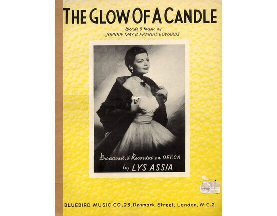 12623 | The Glow of A Candle - Song for Piano and Voice - Broadcast and Recorded on Decca by Lys Assia