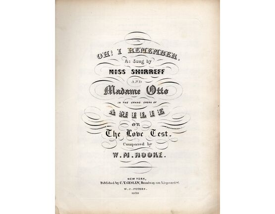 12757 | Oh! I Remember - Song from the Opera "Amilie" - Sung by Miss Shirreff and Madame Otto